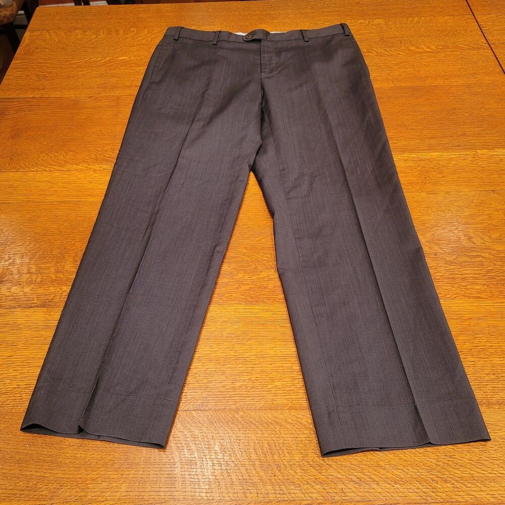 Zanella Made in Italy Devon Pleated Men's Dress Pants 100% Virgin Wool Gray 38